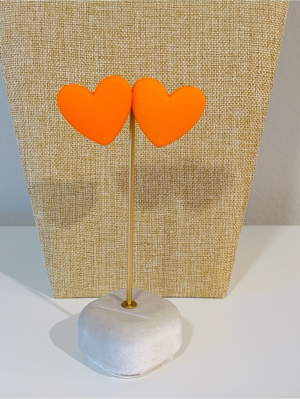 Fashion Jewelry Bright Orange Stud Heart Earrings